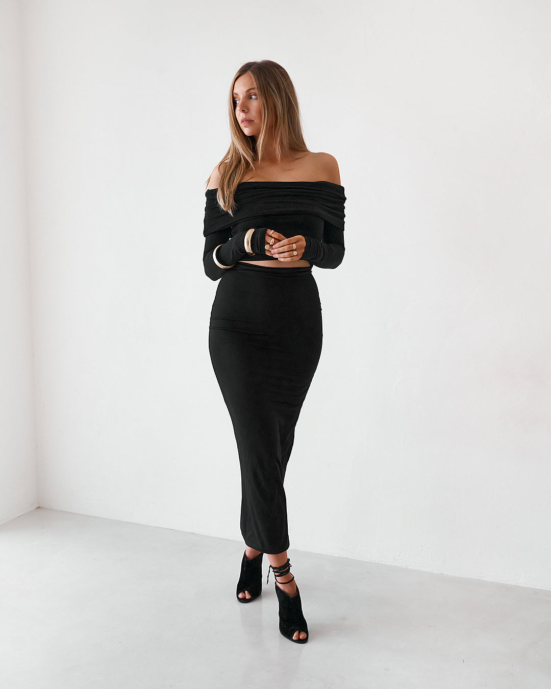 Sheer Long Sleeve Top - Black
