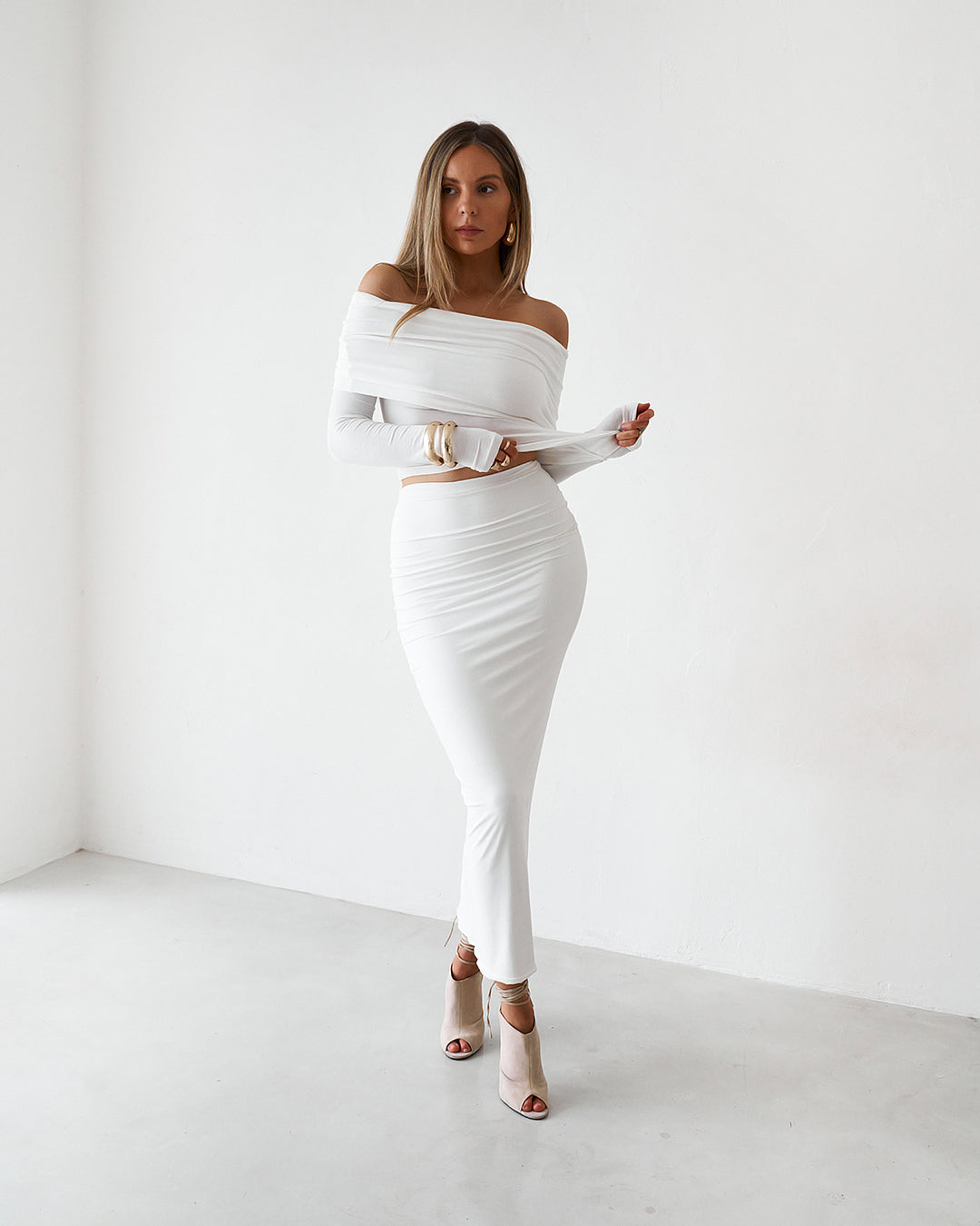 Sheer Long Sleeve Top - White
