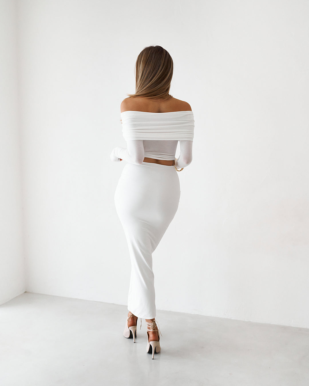 Sheer Long Sleeve Top - White