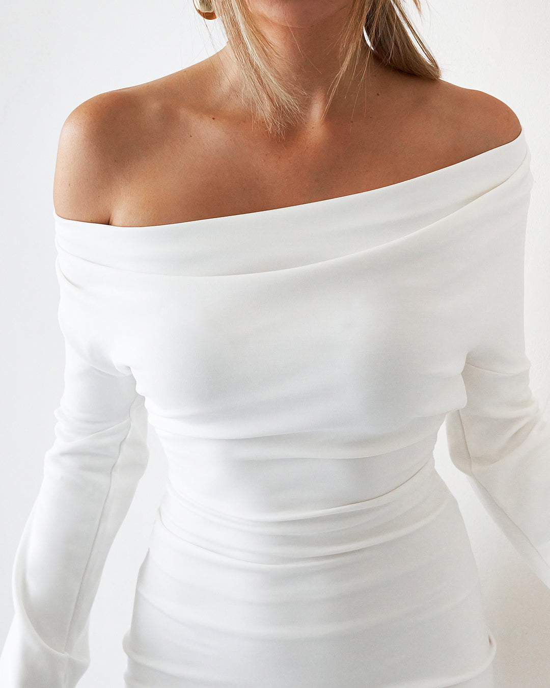 Cupro Long Sleeve Mini - White