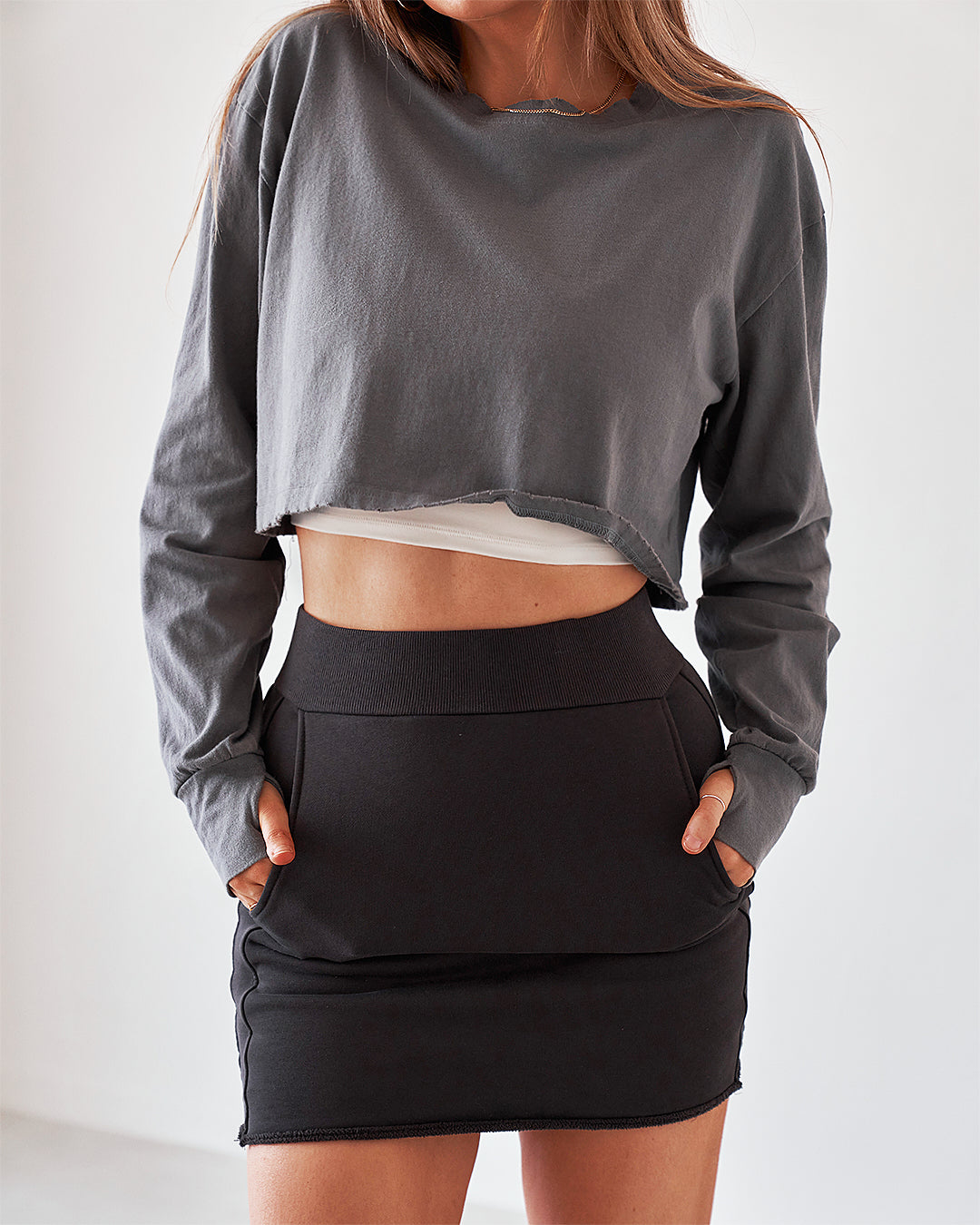 Sweat Mini Skirt - Washed Charcoal