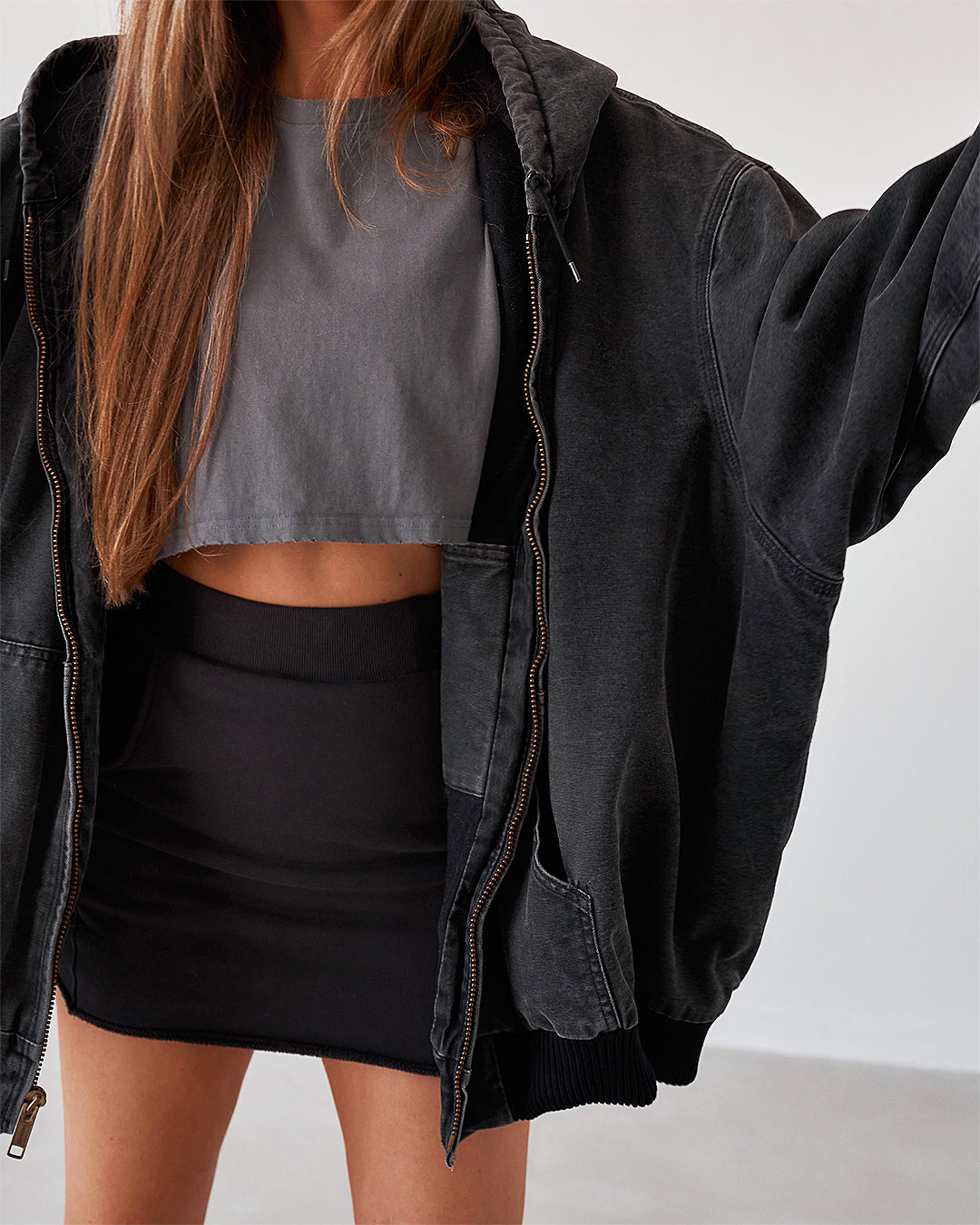 Sweat Mini Skirt - Washed Charcoal