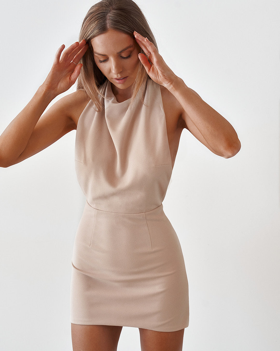 Backless Mini Dress - Cement