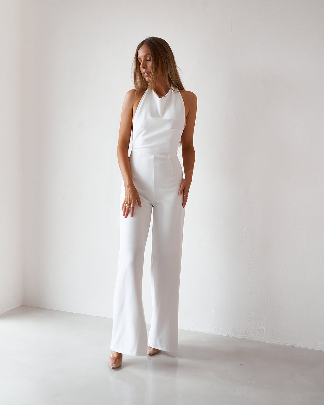 Backless Jumpsuit - Vintage White (Sample)