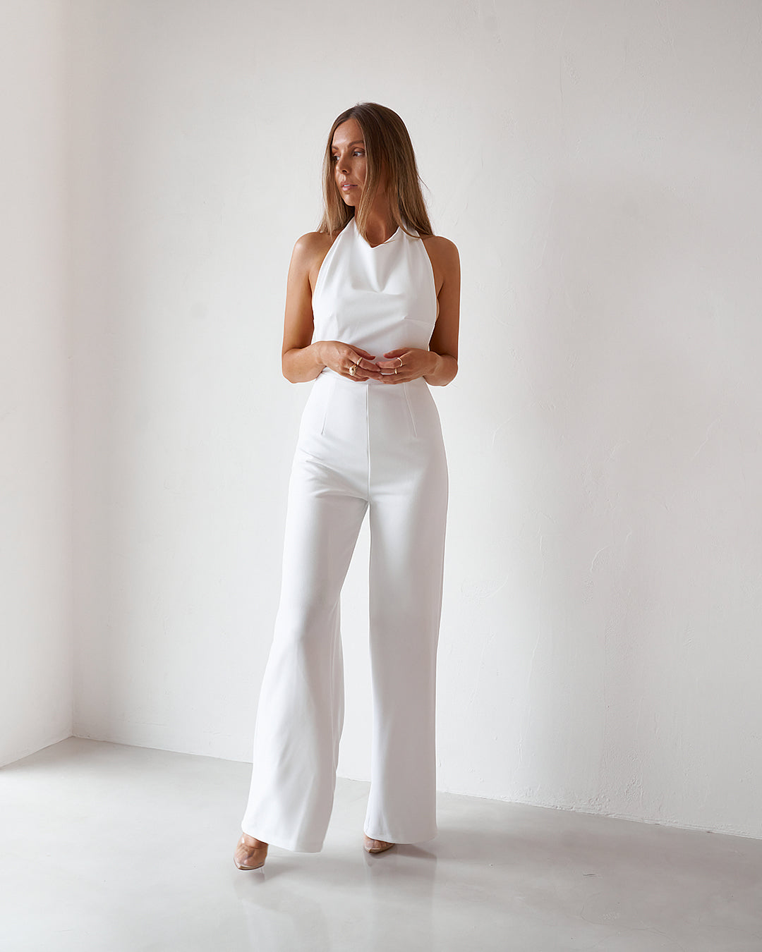 Backless Jumpsuit - Vintage White (Sample)