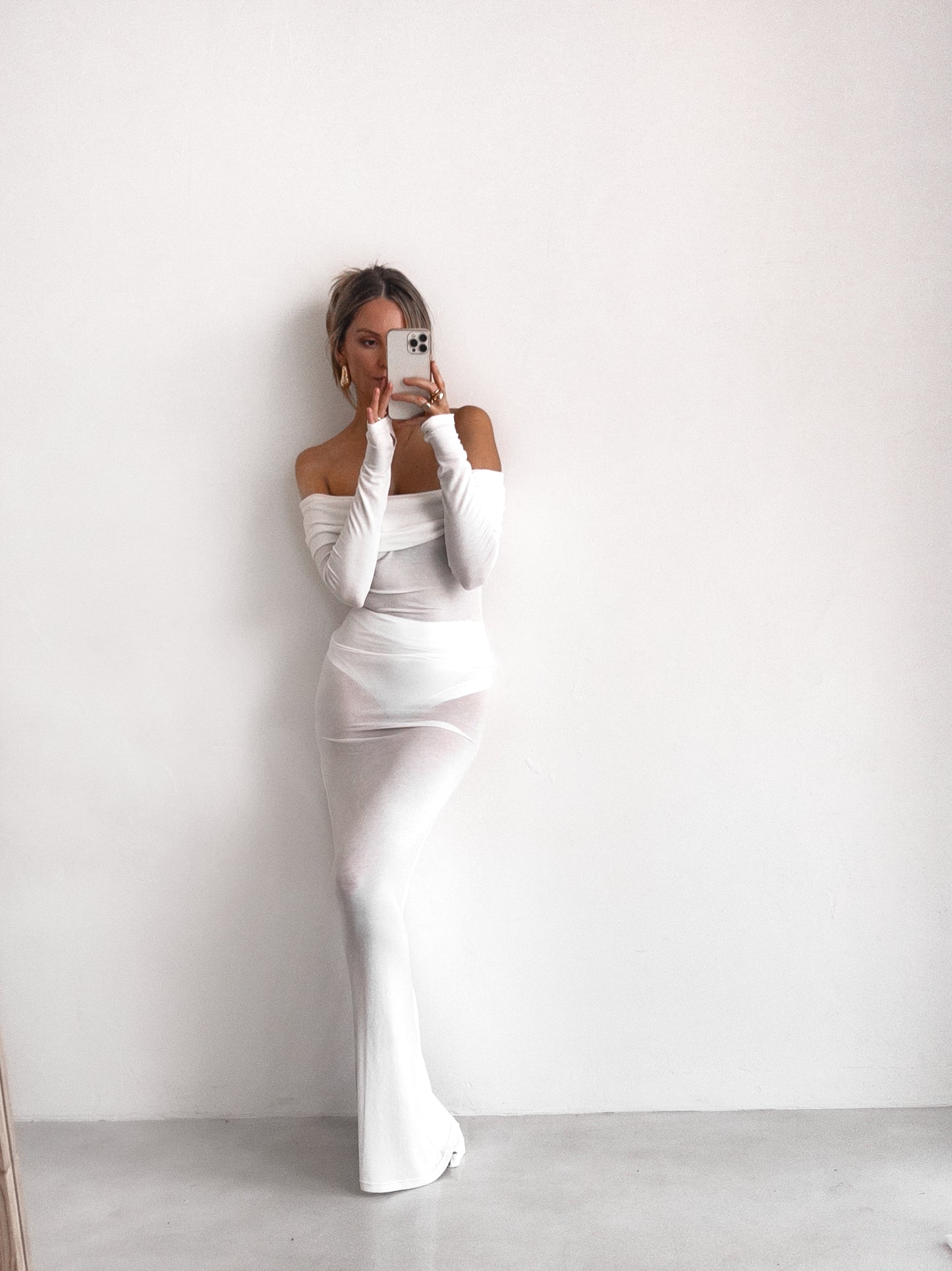 Sheer Maxi Dress - White