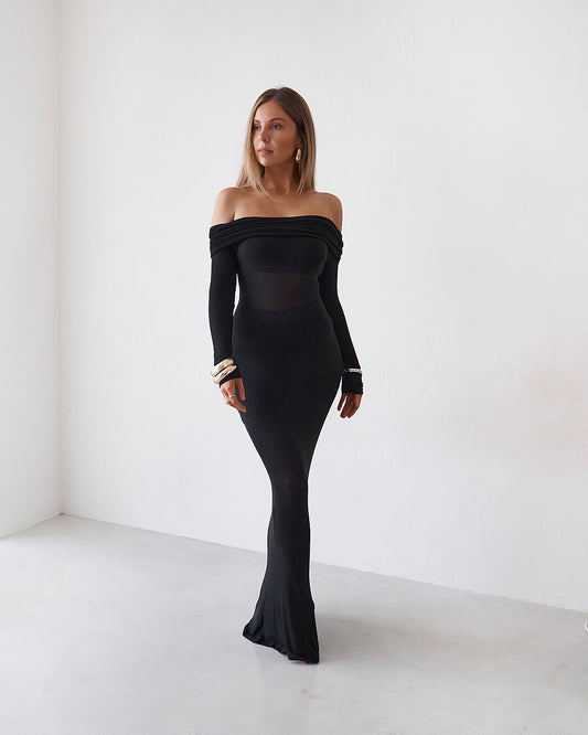 Sheer Maxi Dress - Black
