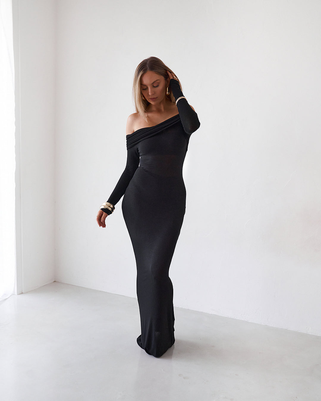Sheer Maxi Dress - Black
