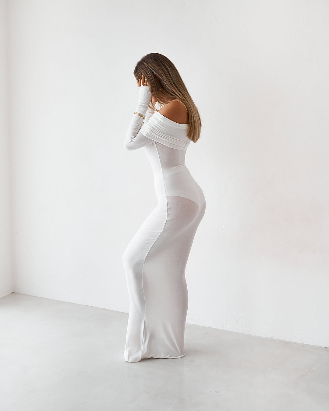 Sheer Maxi Dress - White