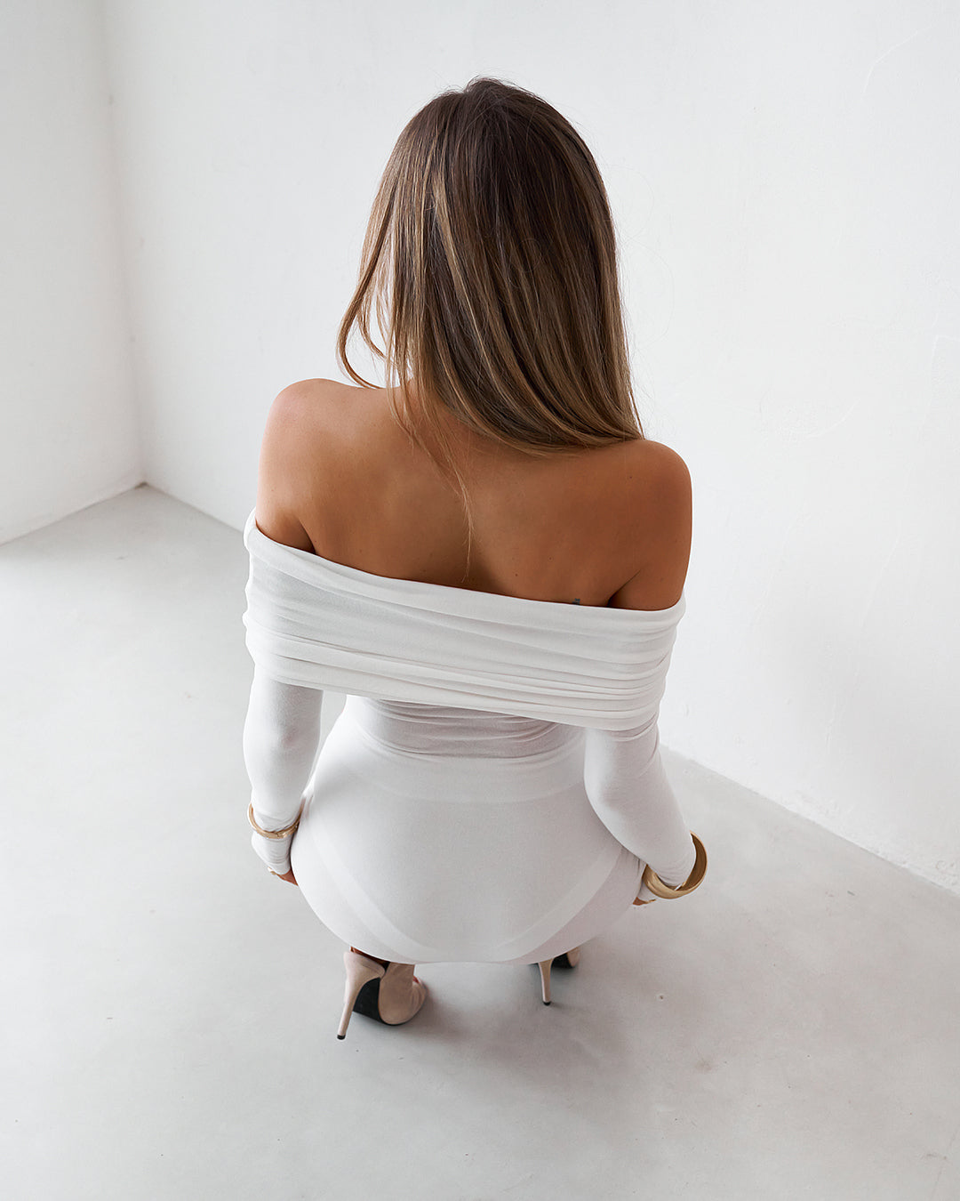 Sheer Mini Dress - White