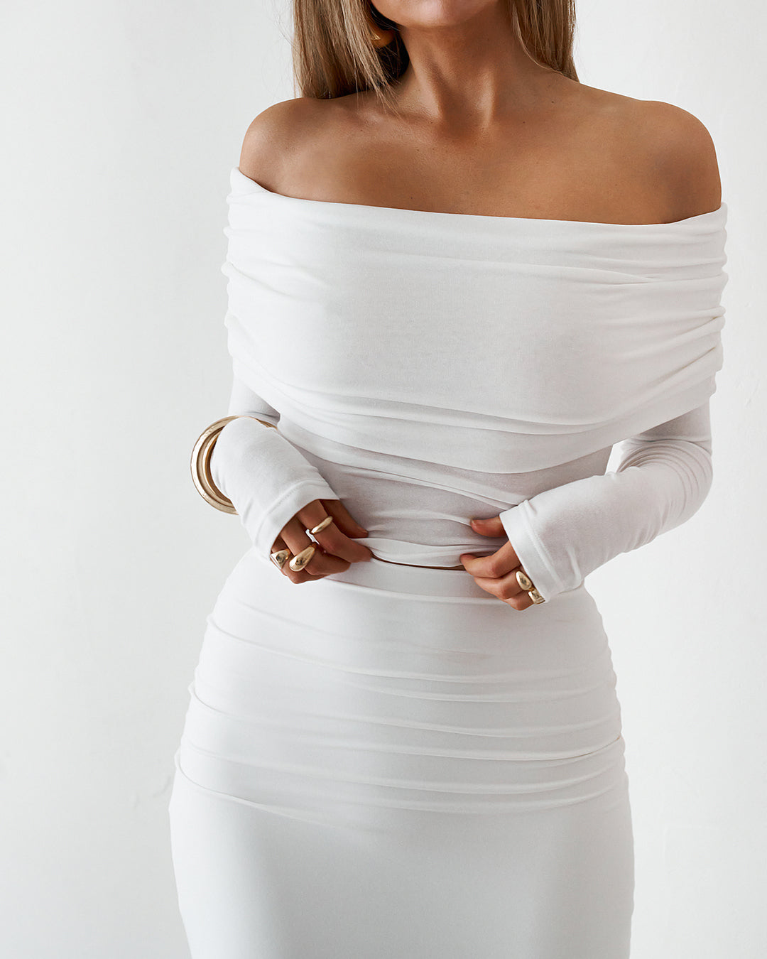 Sheer Long Sleeve Top - White