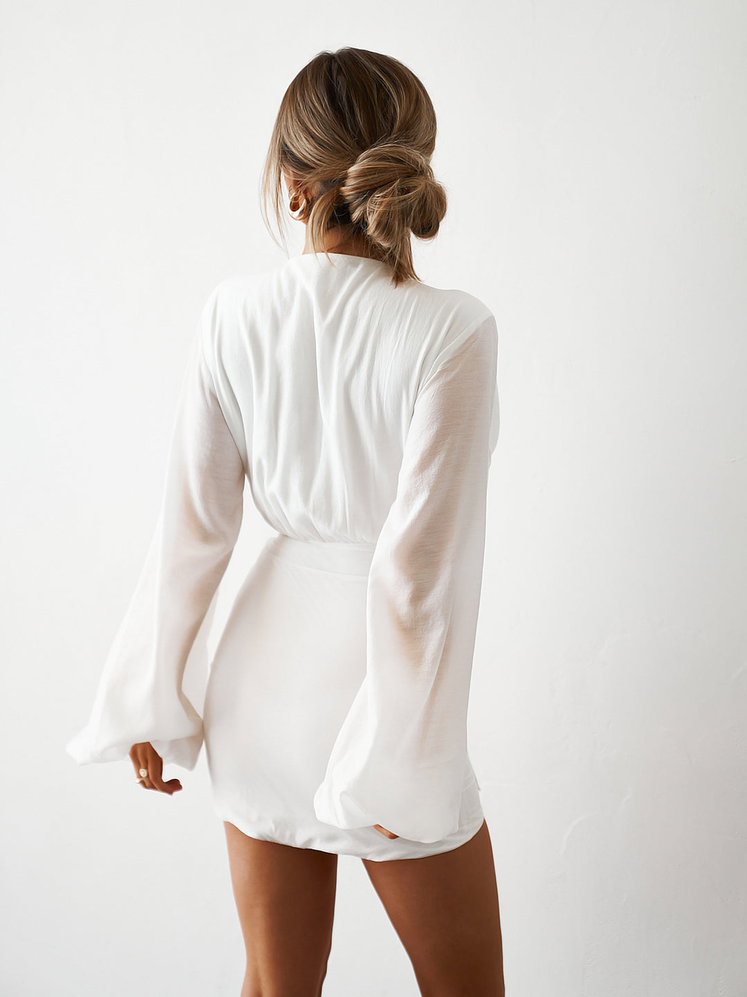 Plunge Mini Dress - White