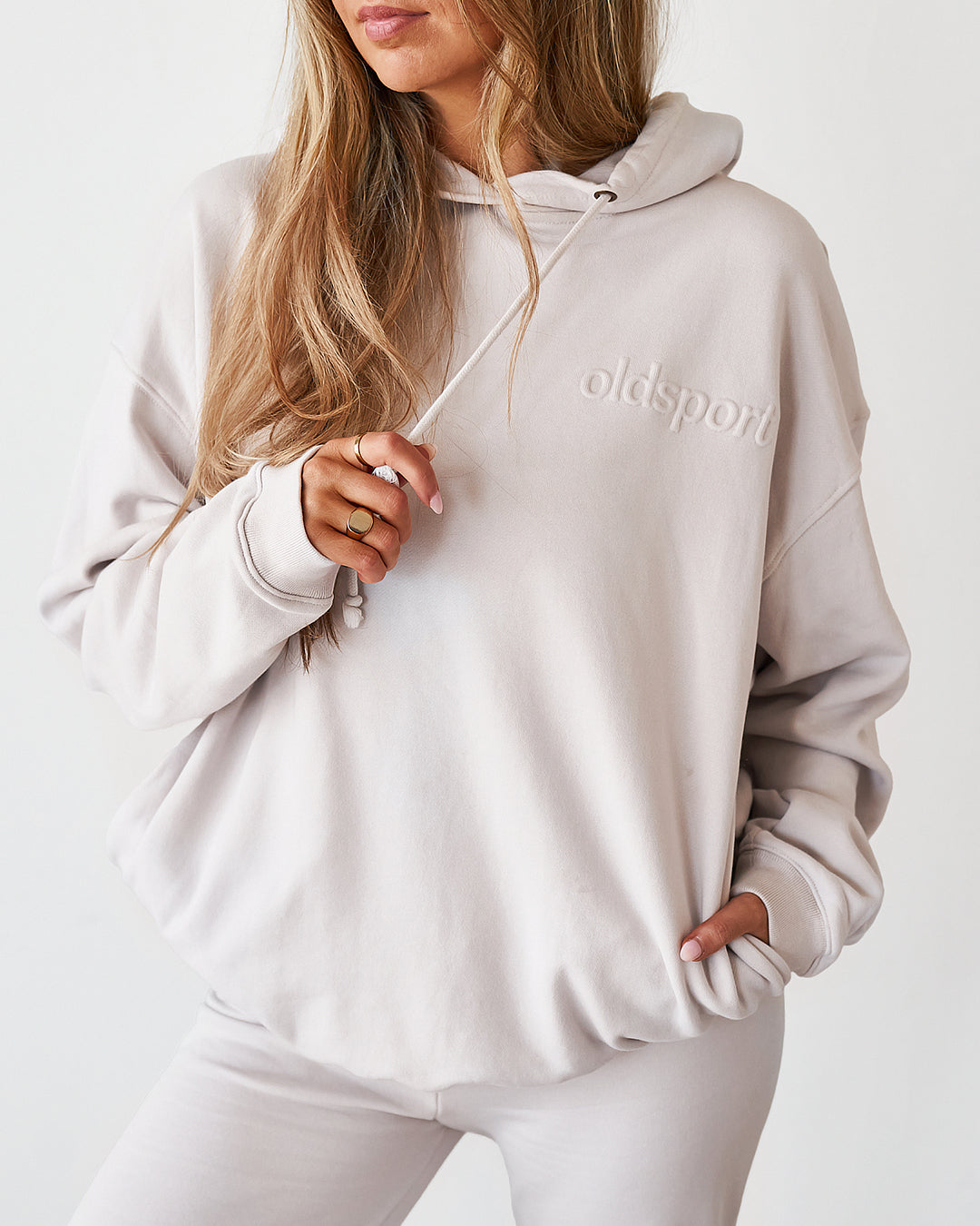 Embossed Hoodie - Almond