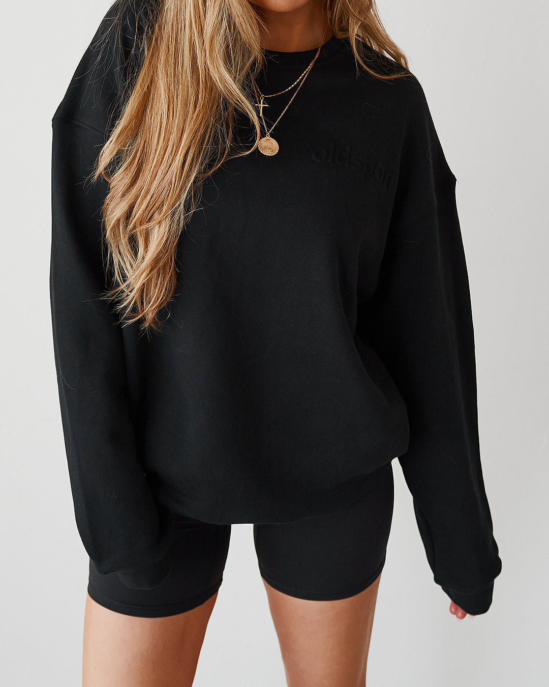 Embossed Crewneck Sweatshirt - Black