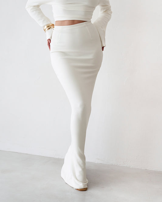 Cupro Maxi Skirt - Vintage White