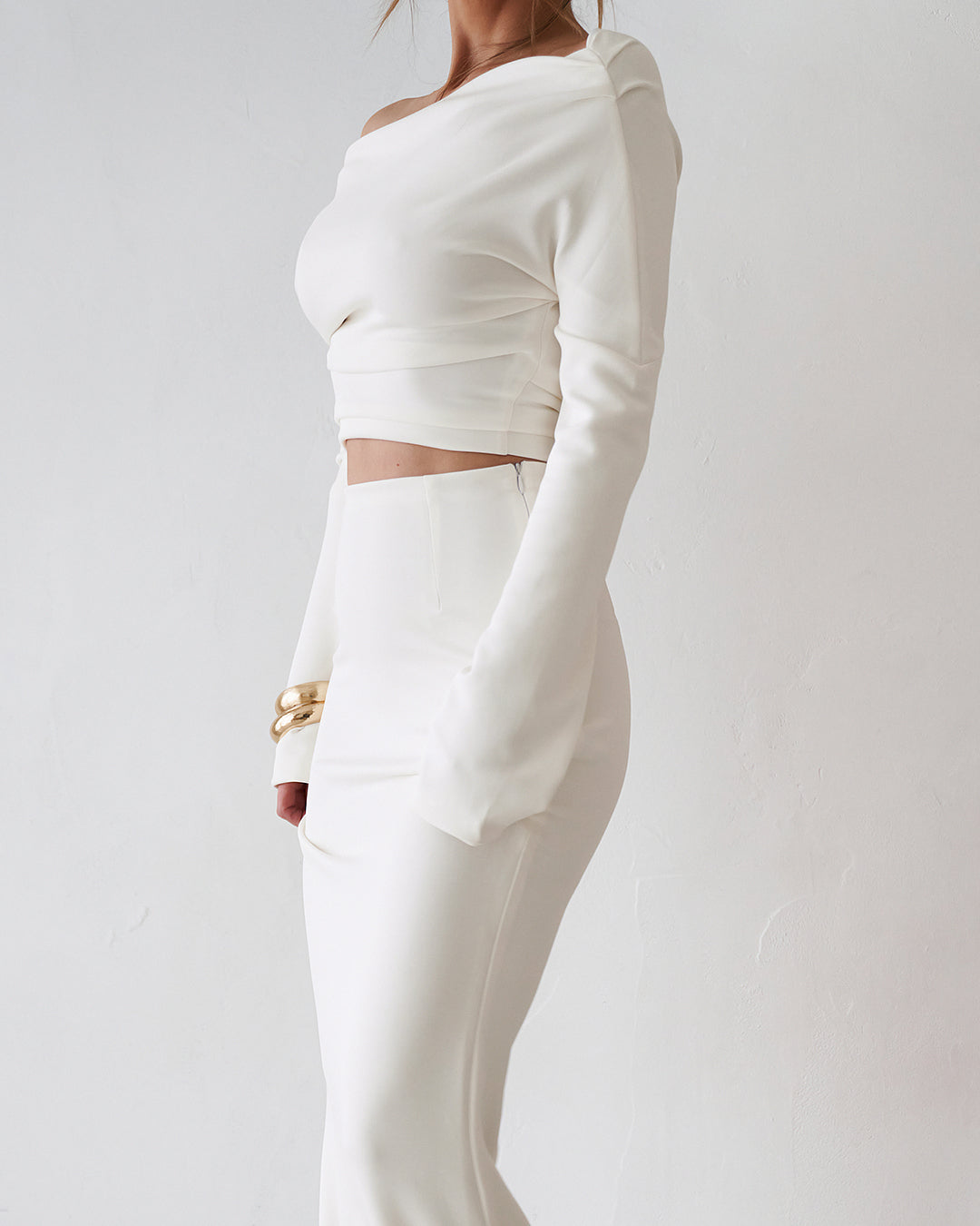 Cupro Long Sleeve Top - Vintage White