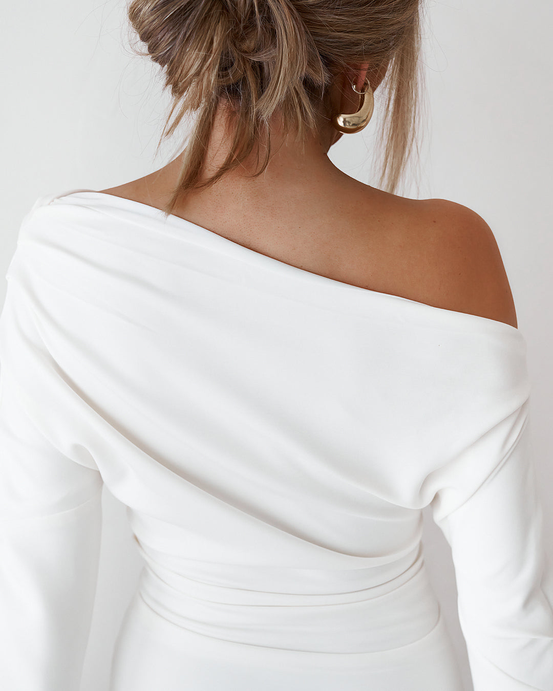 Cupro Long Sleeve Mini - White