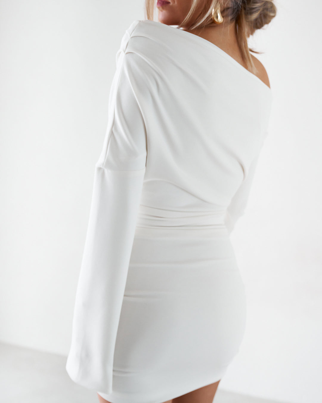 Cupro Long Sleeve Mini - White