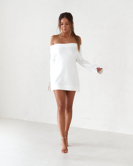 Off The Shoulder Mini Dress - White
