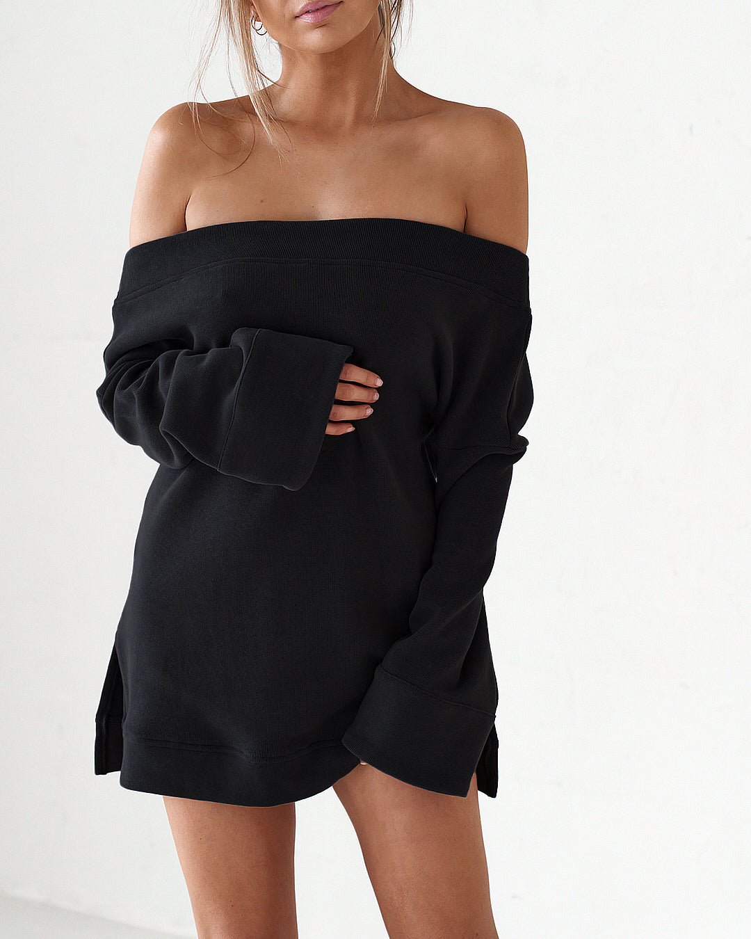 Off The Shoulder Mini Dress - Black