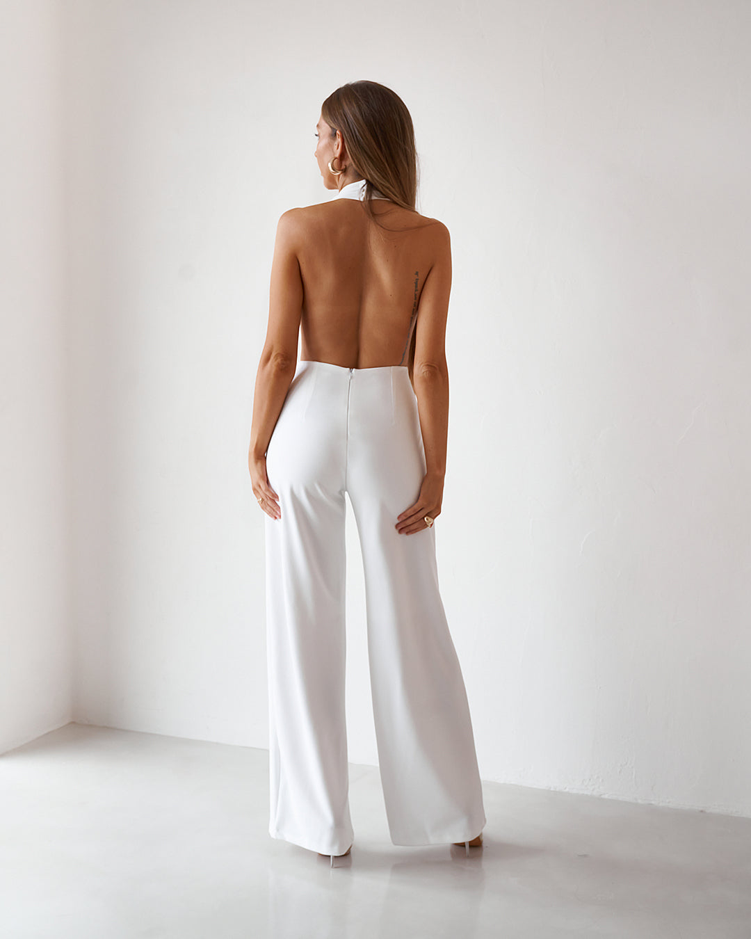 Backless Jumpsuit - Vintage White