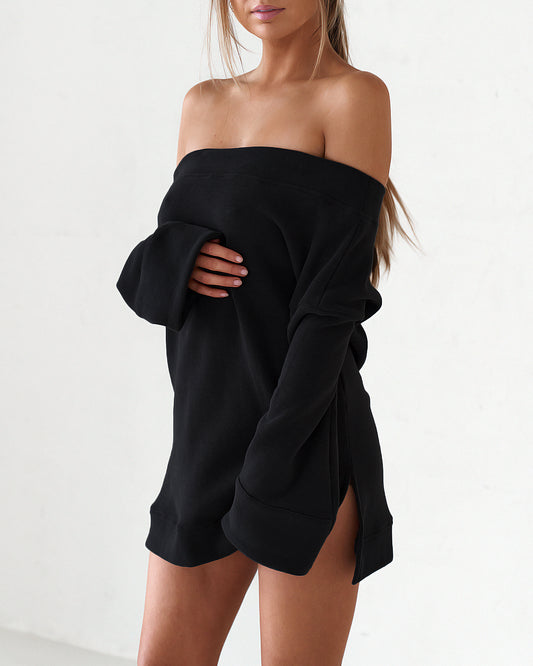 Off The Shoulder Mini Dress - Black